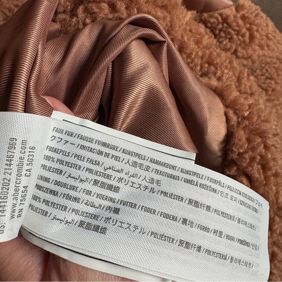 Abercrombie & Fitch Long Sherpa Teddy Coat Rust Brown M - Picture 6 of 6